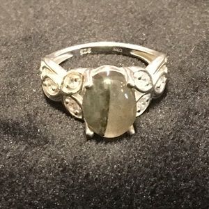 Sterling Silver Labradorite and CZ ring